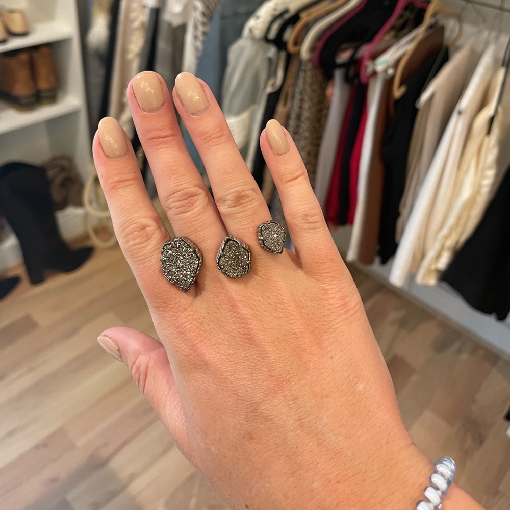 Kendra Scott Naomi Double Ring in Platinum Drusy